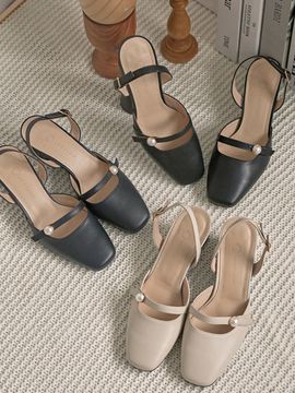 LOWFLOW Senia Pearl Point Square Slingback Pumps - 4 Colors