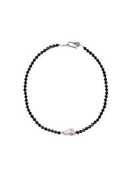 lowool Black swarovski stone pearl necklace