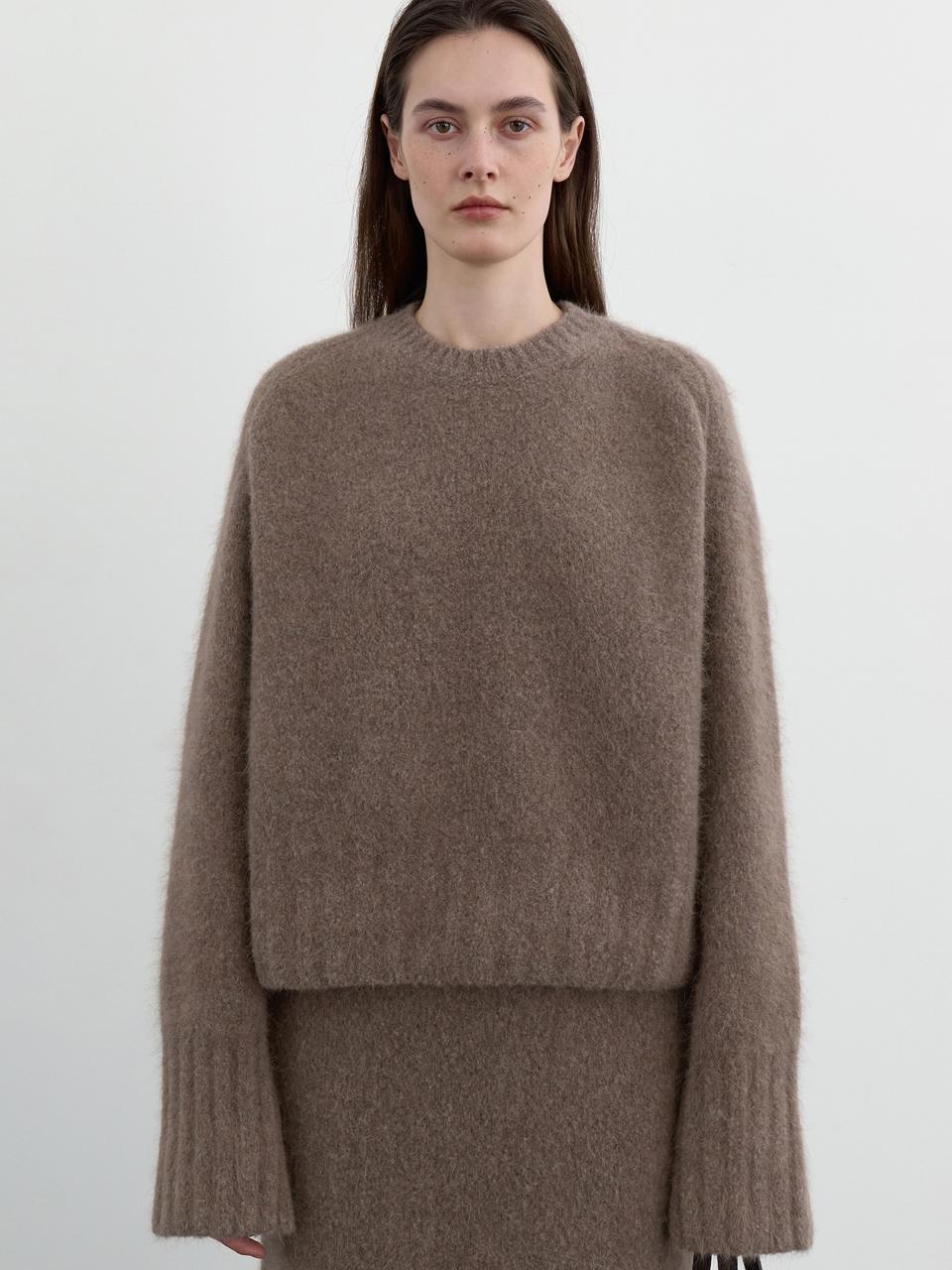 LOWTEAL BULKY WOOLISH SLIT KNIT, BROWN