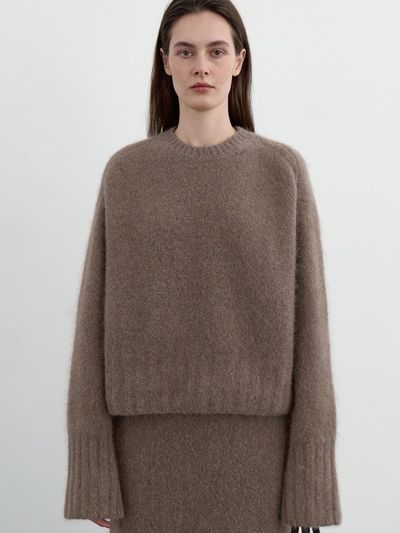 LOWTEAL BULKY WOOLISH SLIT KNIT, BROWN