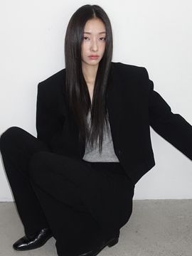 LOWTEAL Cropped Oversized Pants Detail Jacket [Black]
