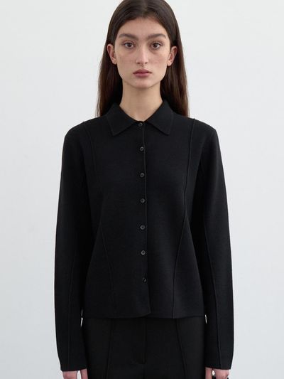LOWTEAL DART POINT WOOLISH SHIRT, BLACK