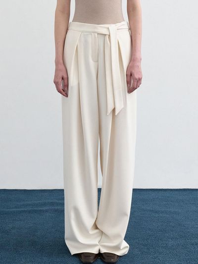 LOWTEAL FLAP BELTED WIDE SLACKS,