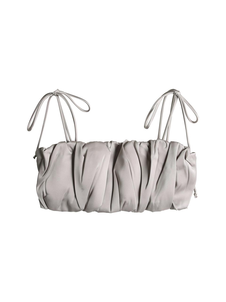 LOWTEAL GLOSSY PLEATS BUSTIER, GREYISH BEIGE