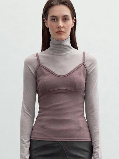 LOWTEAL LAYER SLEEVELESS KNIT, BROWN