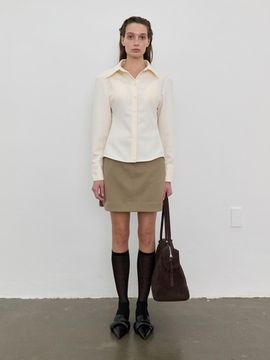 LOWTEAL LOW WAIST MINI SKIRT, BEIGE