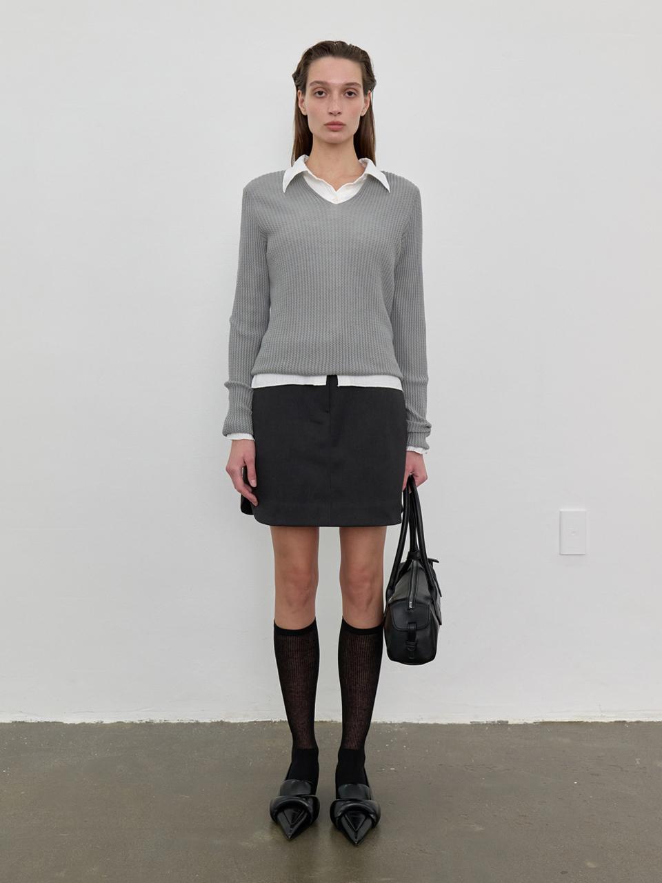 LOWTEAL LOW WAIST MINI SKIRT, BLACK KHAKI
