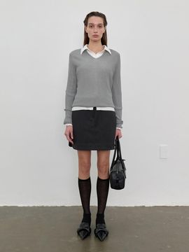 LOWTEAL LOW WAIST MINI SKIRT, BLACK KHAKI