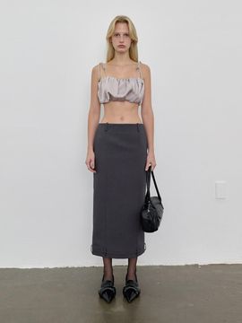LOWTEAL MAXI PANTS DETAIL SKIRT, CHARCOAL