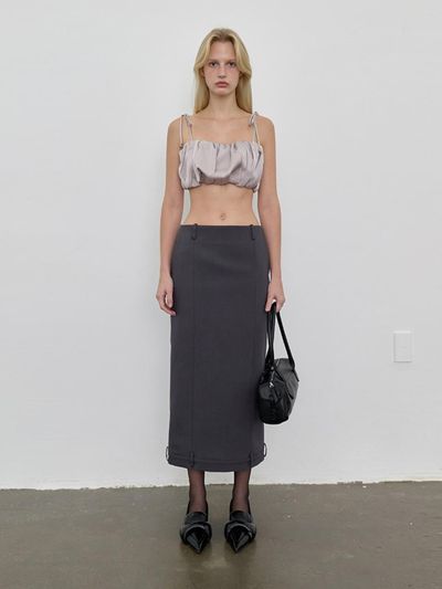 LOWTEAL MAXI PANTS DETAIL SKIRT, CHARCOAL