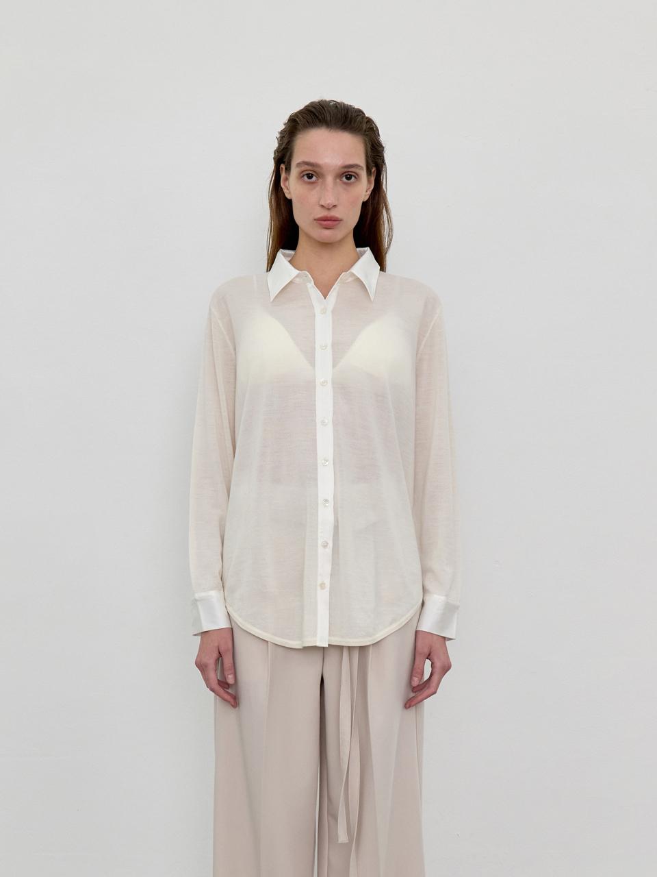 LOWTEAL MERINO WOOL COMBI KNIT SHIRTS