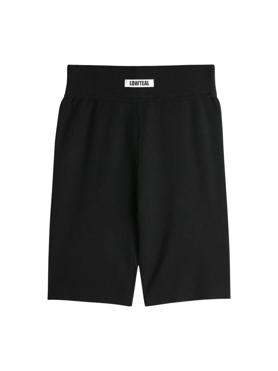 LOWTEAL MERINO WOOL KNIT BIKER SHORTS, BLACK