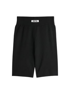 LOWTEAL MERINO WOOL KNIT BIKER SHORTS, BLACK