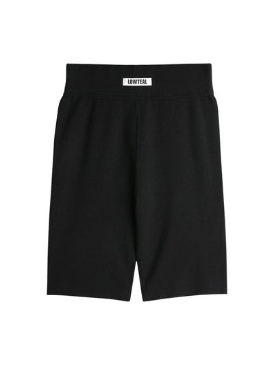LOWTEAL MERINO WOOL KNIT BIKER SHORTS, BLACK