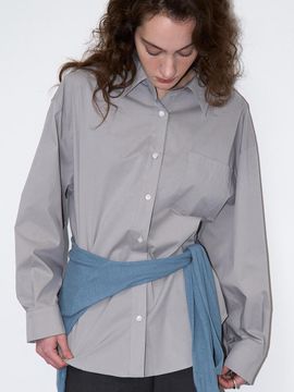 LOWTEAL Oversized Cotton-Blend Boyfriend Shirt [Elephant Grey]