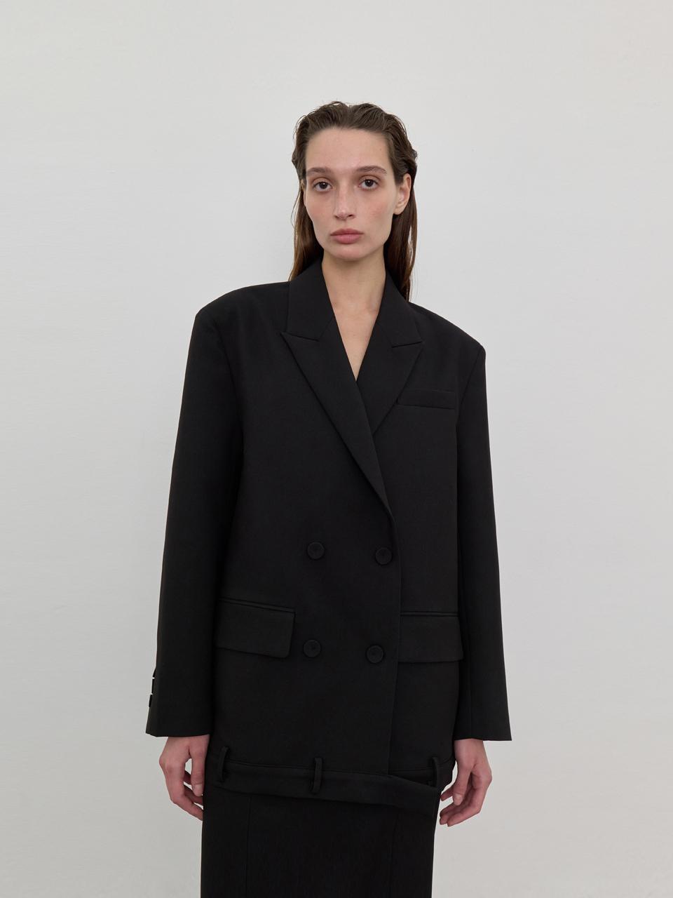 LOWTEAL PANTS DETAIL DOUBLE JACKET, BLACK