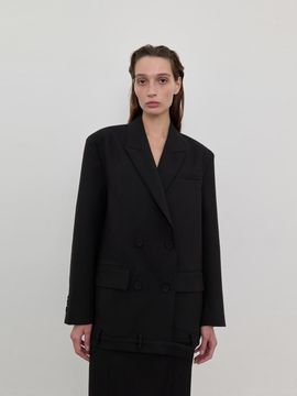 LOWTEAL PANTS DETAIL DOUBLE JACKET, BLACK