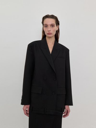 LOWTEAL PANTS DETAIL DOUBLE JACKET, BLACK