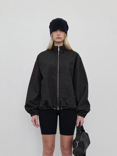 LOWTEAL SOLID EMBOSSED JUMPER, BLACK