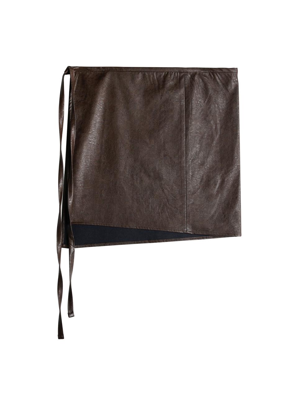 LOWTEAL TWO WAY ECO LEATHER WRAP SKIRT, BROWN