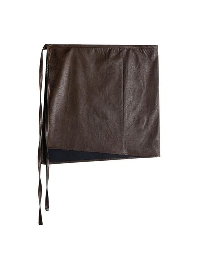 LOWTEAL TWO WAY ECO LEATHER WRAP SKIRT, BROWN