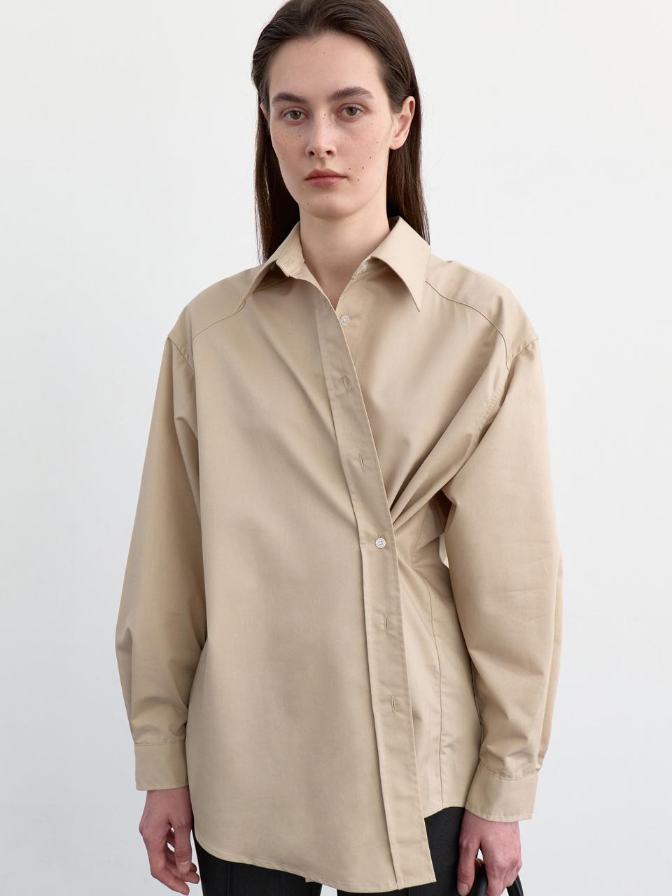 LOWTEAL TWO WAY WRAP SHIRT, BEIGE