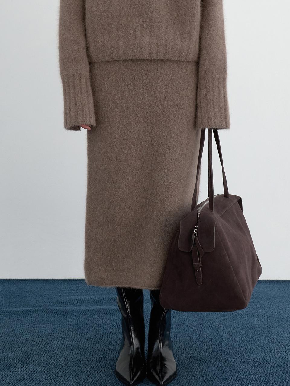 LOWTEAL WOOLISH KNIT SKIRT, BROWN