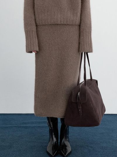 LOWTEAL WOOLISH KNIT SKIRT, BROWN