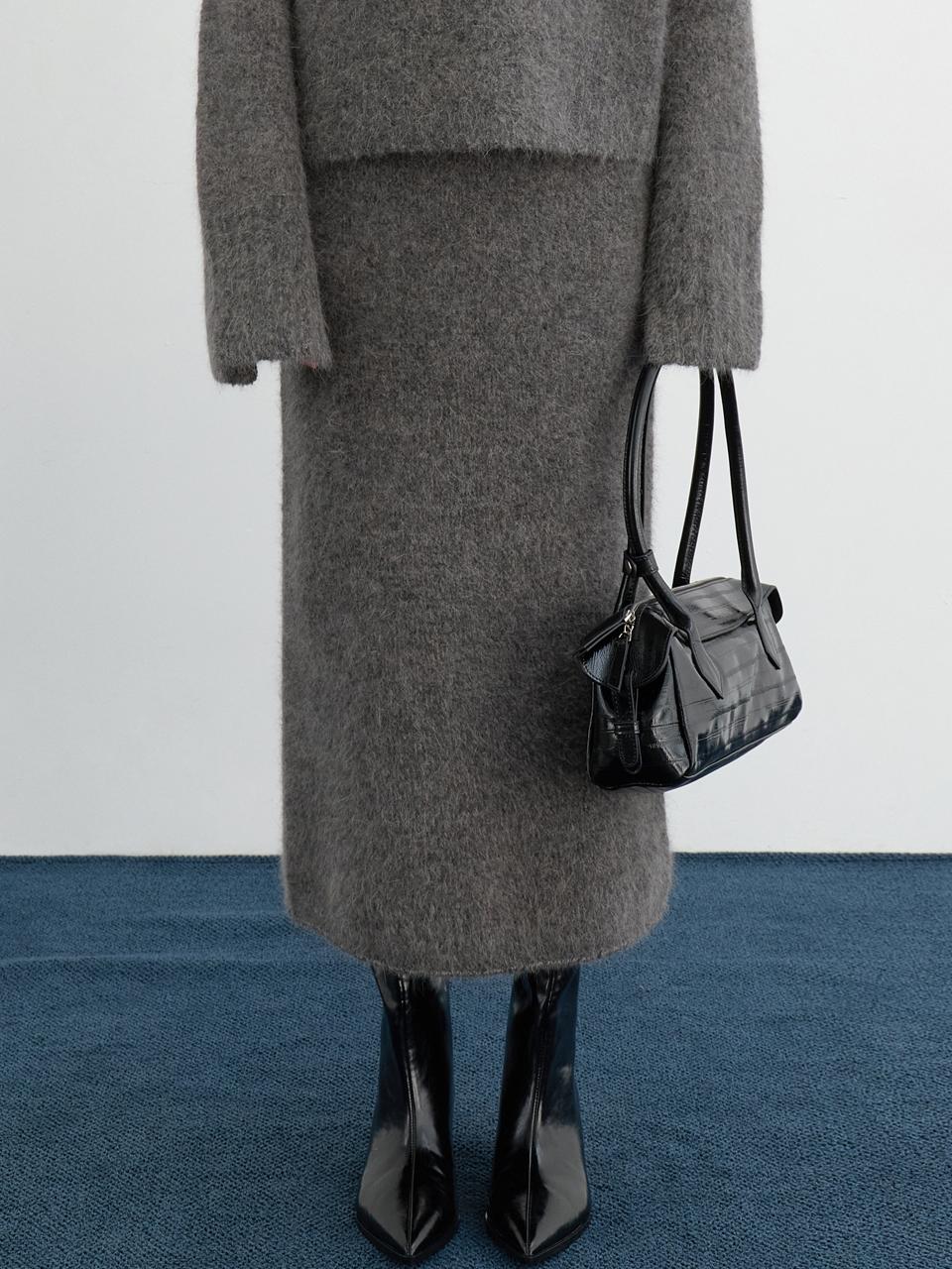 LOWTEAL WOOLISH KNIT SKIRT, GREY