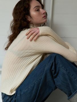 LOWTEAL Woolish Ribbed Full Button Cardigan [Beige]