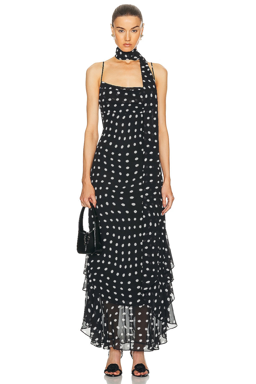 black ruffle mini dress Motel jessa buckle shoulder mini dress in Black