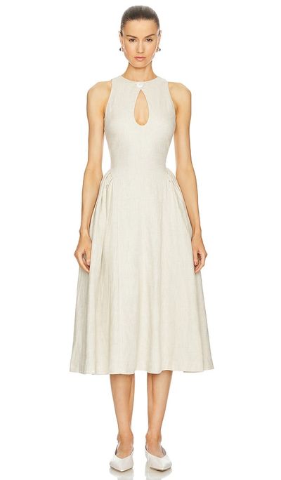 white dress brown buttons Love Yourself White Square-Neck Mini Dress With Buttons – Club L London main image 0