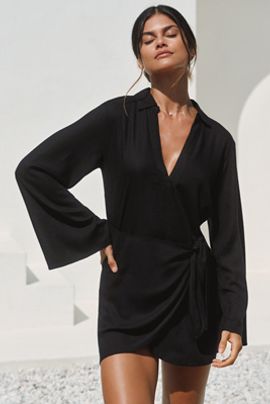 LSPACE Las Palmas Long-Sleeve Wrap Mini Dress