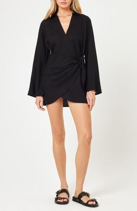 LSPACE LSPACE Las Palmas Long Sleeve Cover-Up Wrap Dress