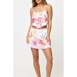 LSPACE LSPACE Maia Floral Halter Crop Cover-Up Top