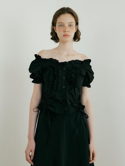 Lucirzu Clara Frill Blouse_Black