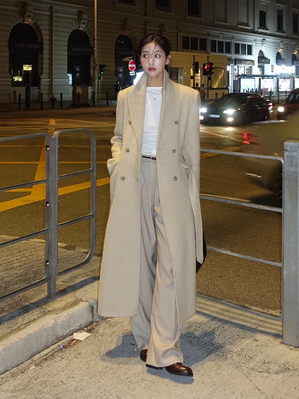 Lucirzu Double Wool Maxi Coat [Light Beige]