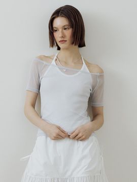 Lucirzu Glitter Layered Sleeve Top_White