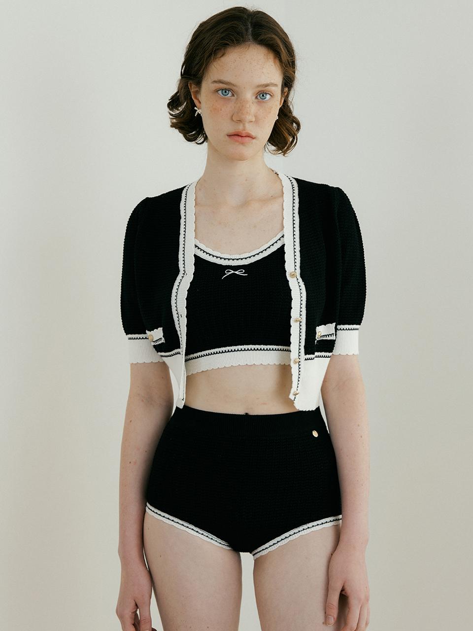 Lucirzu Lovable Knit SwimSuit (3piece Set) (black)