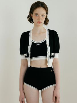 Lucirzu Lovable Knit SwimSuit (3piece Set) (black)