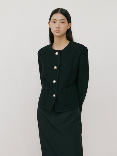 Lucirzu New Classic Tweed Jacket (black)