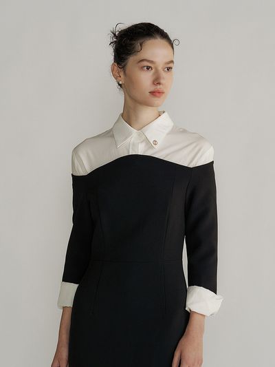 Lucirzu Off the Shoulder Dress SET (Dress+Shirt)