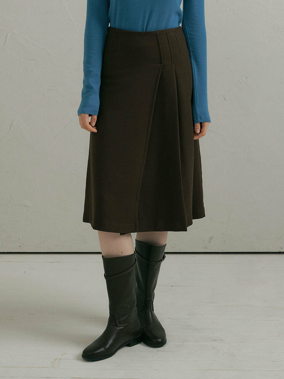 Lucirzu Pleats Wrap Skirt  - Brown