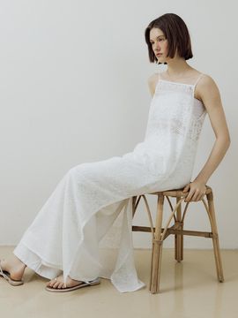 Lucirzu Puree Lace Sleeveless Dress_White