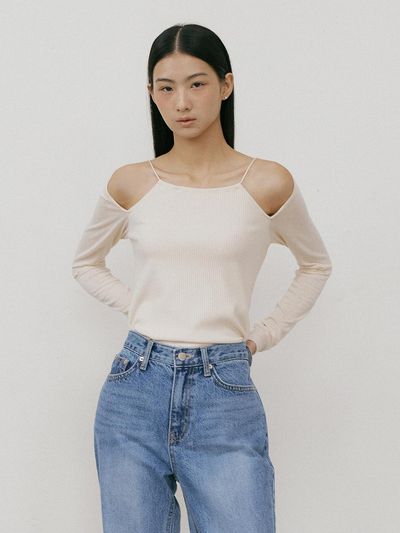 Lucirzu Strap Hole Sleeve Top