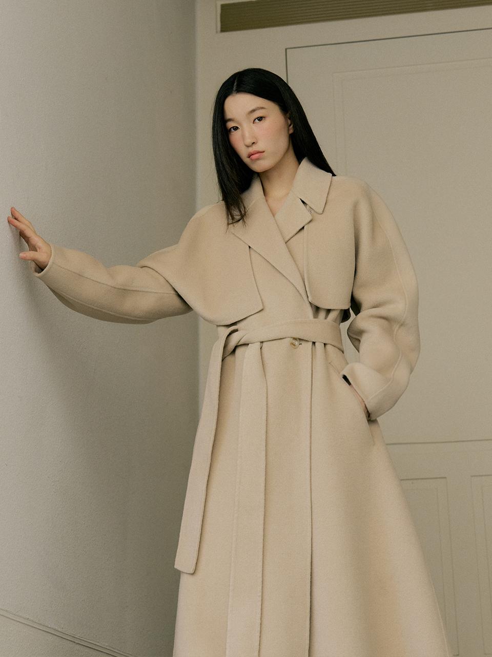 Lucirzu Two-way Cape Wool Coat [Beige]
