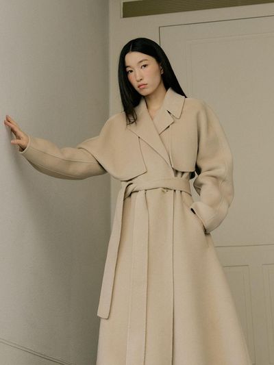 Lucirzu Two-way Cape Wool Coat [Beige]
