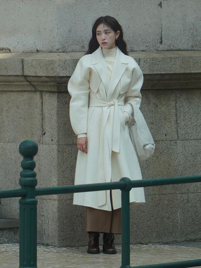 Lucirzu Two-way Cape Wool Coat [Ivory]