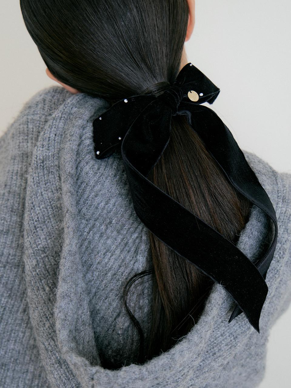 Lucirzu Velvet Ribbon Scrunch (black)