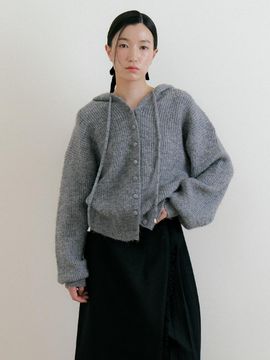 Lucirzu Wool Hood Knit Cardigan [Melange]